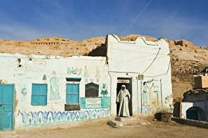 Single Storey Prints: Painted house, Gurna village, West Bank, Thebes, Middle Egypt, Egypt, North Africa