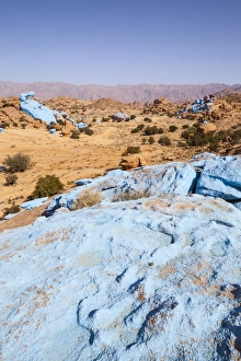 Painted Rocks, work of the Belgian Artist Jean Veran, Aguerd Oudad, Tafraoute, Anti Atlas, Morocco, North Africa, Africa