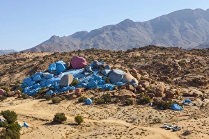 Painted Rocks, work of the Belgian Artist Jean Veran, Aguerd Oudad, Tafraoute, Anti Atlas, Morocco, North Africa, Africa