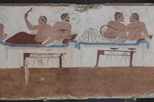 Paestum Prints: Painted Tomb of the Diver detail, National Archaeological Museum, Paestum, UNESCO
