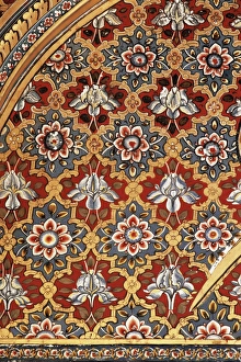 Detail of a painted wall in the public reception area