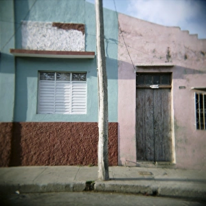 Sadness Prints: Detail of painted walls, Cienfuegos, Cuba, West Indies, Central America