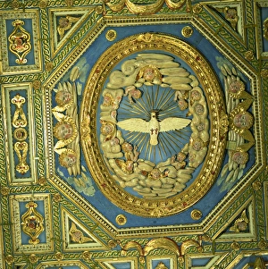 Ceilings Prints: Painted wooden ceiling, Duomo, Volterra, Tuscany, Italy, Europe