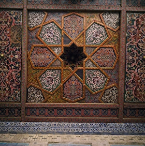 Khiva Prints: Painted wooden ceiling, Tash-Khaili Palace, Khiva, Uzbekistan, C