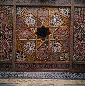 Painted wooden ceiling, Tash-Khaili Palace, Khiva, Uzbekistan, C