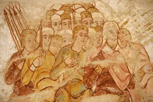 Images Dated 8th April 2000: Painting of Abraham and his followers fighting, St. Savin Abbey, Saint-Savin-sur-Gartempe