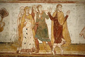 Images Dated 8th April 2000: Painting of Abraham and Lot split apart, St. Savin Abbey, Saint-Savin-sur-Gartempe