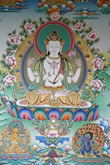 Images Dated 25th July 2007: Painting of Avalokitesvara, the Buddha of Compassion, Kathmandu, Nepal, Asia