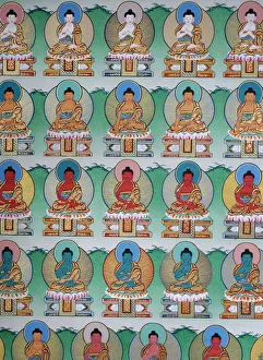Kingdom Prints: Painting of Buddhas, Kopan monastery, Kathmandu, Nepal, Asia