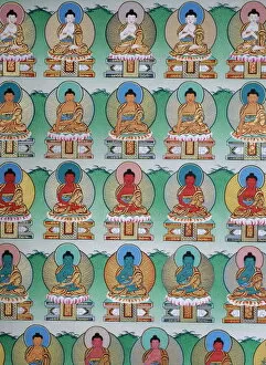 Images Dated 25th July 2007: Painting of Buddhas, Kopan monastery, Kathmandu, Nepal, Asia