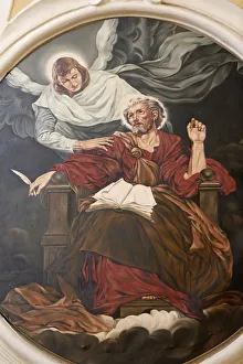 Stereotypically Italian Prints: Painting depicting the evangelist St. Matthew in Nativita Beata Vergine Maria church