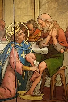 Images Dated 2nd December 2011: Painting depicting St. Louis washing a paupers feet in Notre-Dame de Paris cathedral Treasure