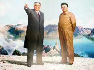Human Likeness Gallery: Painting of the Great Leaders, Kim Jong Il and Kim Il Sung, Pyongyang