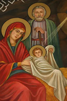 Images Dated 18th September 2007: Painting of the Nativity, St. Anthony Coptic church, Jerusalem, Israel, Middle East