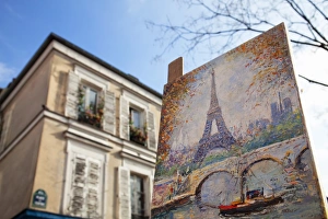 Mont Martre Prints: Painting for sale in the Place du Tertre, Montmartre, Paris, France, Europe