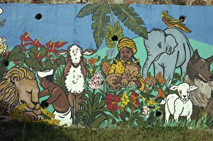 Virgin Islands Prints: Painting on school wall, Charlotte Amalie, St. Thomas, U. S. Virgin Islands
