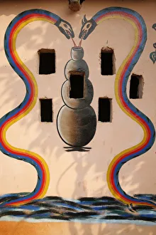 Benin Prints: Painting showing Aihou Edo rainbow snakes, gods of the universe