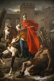 Images Dated 10th February 2000: Painting of St. Martin sharing his coat, St. Gatien Cathedral, Tours, Indre-et-Loire