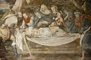 Images Dated 10th February 2000: Detail of painting by Thomas Pot dating from 1563 of the Entombment, Chapter House