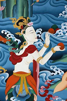 Images Dated 25th July 2007: Painting of a Tibetan deity, Kopan monastery, Kathmandu, Nepal, Asia