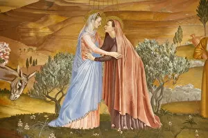 Images Dated 30th July 2007: Painting of the Visitation in the Visitation church in Ein Kerem, Israel, Middle East