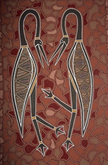 Aboriginal Prints: Paintings from the Dreamtime including two birds, Australia, Pacific