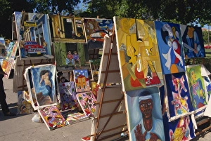 Old Havana Prints: Paintings for sale, market, Old Havana, Cuba, West Indies, Central America
