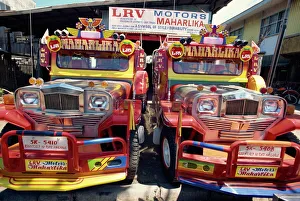 Decorated Prints: Pair of customised Jeepney trucks