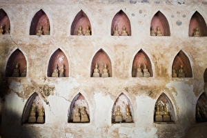 Alcove Prints: Pairs of small Buddha statues at Wat Si Saket