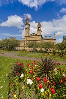 Clock Tower Prints: Paisley Town Hall and gardens at Dunn Square