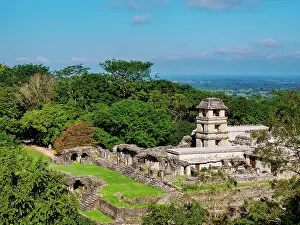 Mexican Prints: The Palace, elevated view, Palenque Archaeological Site, Palenque, Chiapas State, Mexico