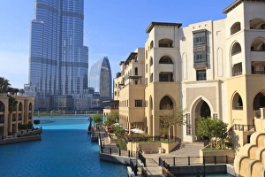 National Landmarks Prints: The Palace Hotel and Burj Khalifa, Downtown, Dubai, United Arab Emirates, Middle East