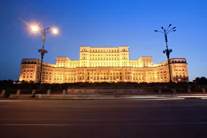 Head Lights Prints: Palace of Parliament, former Ceausescu Palace, Bucharest, Romania, Europe