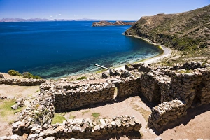 Isla Del Sol Prints: Palacio del Inca at Chincana Ruins, Inca ruins on Isla del Sol (Island of the Sun)