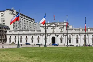 Flag Prints: Palacio de la Moneda, Chiles presidential palace and the Plaza de la Constitucion
