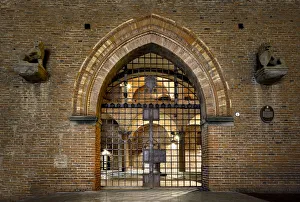 Bologna Prints: Palazzo Re Enzo gate by night, Bologna, Emilia Romagna, Italy, Europe