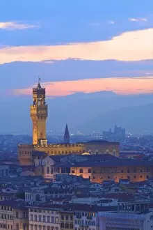 Palazzo Vecchio from Piazzale Michelangelo, Florence, UNESCO World Heritage Site, Tuscany, Italy, Europe