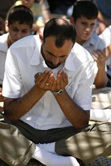 Galilee Prints: Palestinians praying on Friday, Nazareth, Galilee, Israel, Middle East