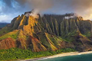 Kauai Prints: Pali sea cliffs on the Kalaulau trail, Napali Coast State Park, Kauai Island, Hawaii