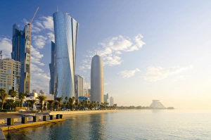 Towers Prints: Palm Tower, Al Bidda Tower and Burj Qatar on skyline, Doha, Qatar, Middle East
