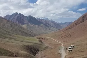 Pamir Highway leading into wilderness, Kyrgyzstan, Central Asia