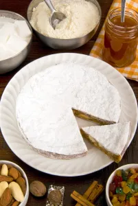 View From Above Prints: Panforte of Siena, a traditional fruit and nut cake for Christmas, Tuscany, Italy, Europe