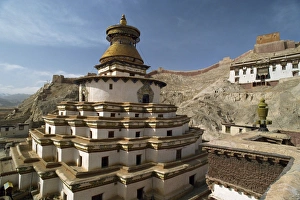 Gyangze Prints: The Pango chorten at Gyantse in Tibet, China, Asia