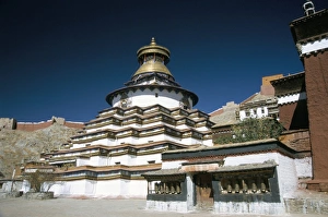 Gyantse Prints: Pango chorten in the Palkhor Choide Buddhist monastery, Gyantse, Tibet, China, Asia