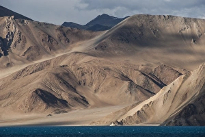 Ladakh Prints: Pangong lake in Ladakh at a height of about 4350m (14270ft), 134 km (83 miles) long