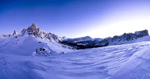 Cortina Dampezzo Prints: Pano of snowy Ra Gusela, Cortina d Ampezzo, Monte Cristallo
