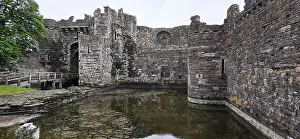 Medieval History Prints: Panorama of Beaumaris Castle, UNESCO World Heritage Site