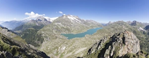 Lago Bianco Prints: Panorama of the blue Lago Bianco surrounded by high peaks