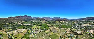 Viniculture Prints: Panorama of Franschhoek, wine area, Western Cape Province, South Africa, Africa