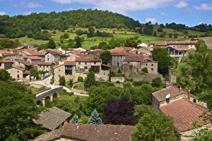 Panorama of Lavaudieu, a medieval village, Auvergne, Haute Loire, France, Europe